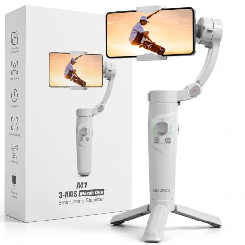 M1 3-Axis Gimbal Stabilizer for Mobile with Built-in Extension Rod & Tripod Foldable Phone Gimble for Vlogging, Reels & YouTube Video, iPhone & Android, 8hr Battery|B0H9F586TG