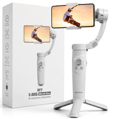 M1 3-Axis Gimbal Stabilizer for Mobile with Built-in Extension Rod & Tripod Foldable Phone Gimble for Vlogging, Reels & YouTube Video, iPhone & Android, 8hr Battery|B0H9F586TG