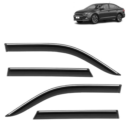 KINGSWAY Accessories Chrome Lining Door Visor Only Compatible with Maruti Suzuki Swift (Year 2024 Onwards) All Model, Premium Chromeline Unbreakable Car Rain Guard Side Rear Wind Deflectors, Pack of 4|B0D8TBQ1PM