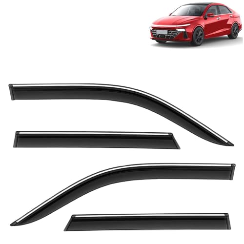 KINGSWAY Accessories Chrome Lining Door Visor Only Compatible with Maruti Suzuki Swift (Year 2024 Onwards) All Model, Premium Chromeline Unbreakable Car Rain Guard Side Rear Wind Deflectors, Pack of 4|B0D8TBQ1PM