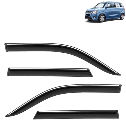 KINGSWAY Accessories Chrome Lining Door Visor Only Compatible with Maruti Suzuki Swift (Year 2024 Onwards) All Model, Premium Chromeline Unbreakable Car Rain Guard Side Rear Wind Deflectors, Pack of 4|B0D8TBQ1PM