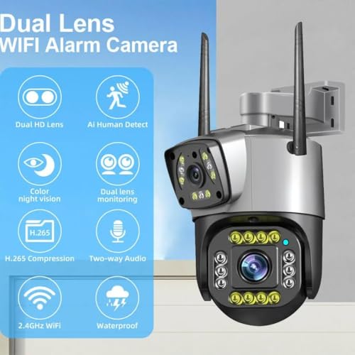 Maizic Smarthome 4G SIM Outdoor CCTV Camera, Dual Lens 10MP (5MP+5MP) Wireless Security Camera, 360° PTZ, No WiFi Camera with SIM, Motion Alert, 2-Way Audio, Night Vision, IP66 Waterproof|B0GYZB693J