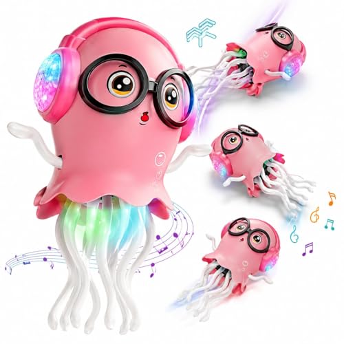 Dancing Jellyfish Toy for Kids, Jelly Fish Toy, Musical Toy with LED Lights, Moving Toys for Babies 6-12 Months, Crawling Toy, Bump & Go 360 Degree Rotating Tentacles, Electronic Toy|B0HCJYMZKM