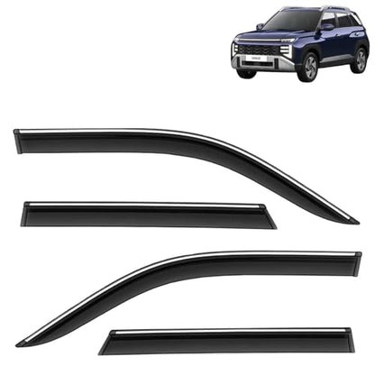 KINGSWAY Accessories Chrome Lining Door Visor Only Compatible with Maruti Suzuki Swift (Year 2024 Onwards) All Model, Premium Chromeline Unbreakable Car Rain Guard Side Rear Wind Deflectors, Pack of 4|B0D8TBQ1PM
