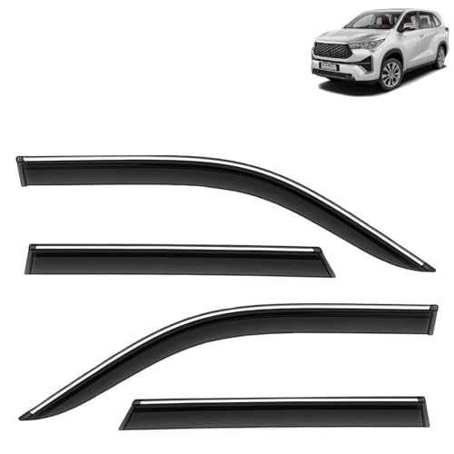KINGSWAY Accessories Chrome Lining Door Visor Only Compatible with Maruti Suzuki Swift (Year 2024 Onwards) All Model, Premium Chromeline Unbreakable Car Rain Guard Side Rear Wind Deflectors, Pack of 4|B0D8TBQ1PM