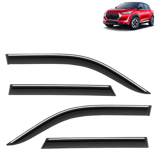 KINGSWAY Accessories Chrome Lining Door Visor Only Compatible with Maruti Suzuki Swift (Year 2024 Onwards) All Model, Premium Chromeline Unbreakable Car Rain Guard Side Rear Wind Deflectors, Pack of 4|B0D8TBQ1PM