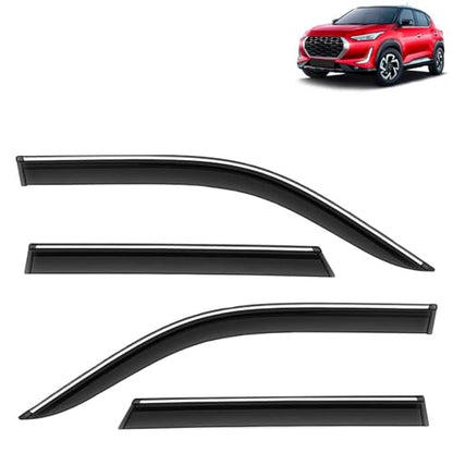 KINGSWAY Accessories Chrome Lining Door Visor Only Compatible with Maruti Suzuki Swift (Year 2024 Onwards) All Model, Premium Chromeline Unbreakable Car Rain Guard Side Rear Wind Deflectors, Pack of 4|B0D8TBQ1PM