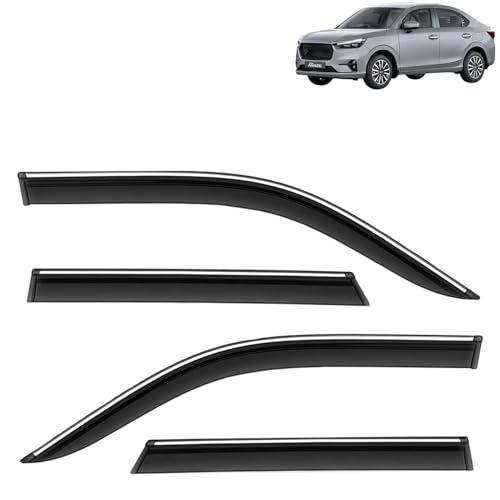 KINGSWAY Accessories Chrome Lining Door Visor Only Compatible with Maruti Suzuki Swift (Year 2024 Onwards) All Model, Premium Chromeline Unbreakable Car Rain Guard Side Rear Wind Deflectors, Pack of 4|B0D8TBQ1PM