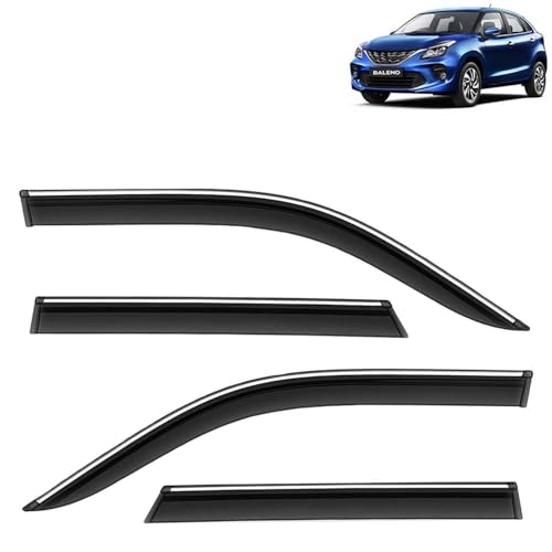 KINGSWAY Accessories Chrome Lining Door Visor Only Compatible with Maruti Suzuki Swift (Year 2024 Onwards) All Model, Premium Chromeline Unbreakable Car Rain Guard Side Rear Wind Deflectors, Pack of 4|B0D8TBQ1PM