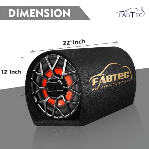 FABTEC 10 Inch Active Super Bass Tube Subwoofer for Car with Inbuilt Amplifier 4800W (Grey)|B0DP4X6S1Y