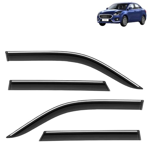KINGSWAY Accessories Chrome Lining Door Visor Only Compatible with Maruti Suzuki Swift (Year 2024 Onwards) All Model, Premium Chromeline Unbreakable Car Rain Guard Side Rear Wind Deflectors, Pack of 4|B0D8TBQ1PM