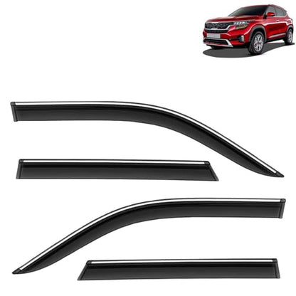KINGSWAY Accessories Chrome Lining Door Visor Only Compatible with Maruti Suzuki Swift (Year 2024 Onwards) All Model, Premium Chromeline Unbreakable Car Rain Guard Side Rear Wind Deflectors, Pack of 4|B0D8TBQ1PM