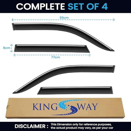 KINGSWAY Accessories Chrome Lining Door Visor Only Compatible with Maruti Suzuki Swift (Year 2024 Onwards) All Model, Premium Chromeline Unbreakable Car Rain Guard Side Rear Wind Deflectors, Pack of 4|B0D8TBQ1PM