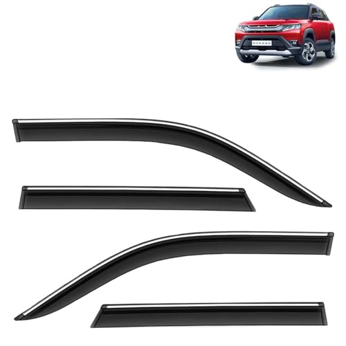 KINGSWAY Accessories Chrome Lining Door Visor Only Compatible with Maruti Suzuki Swift (Year 2024 Onwards) All Model, Premium Chromeline Unbreakable Car Rain Guard Side Rear Wind Deflectors, Pack of 4|B0D8TBQ1PM