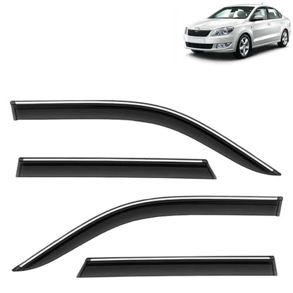 KINGSWAY Accessories Chrome Lining Door Visor Only Compatible with Maruti Suzuki Swift (Year 2024 Onwards) All Model, Premium Chromeline Unbreakable Car Rain Guard Side Rear Wind Deflectors, Pack of 4|B0D8TBQ1PM