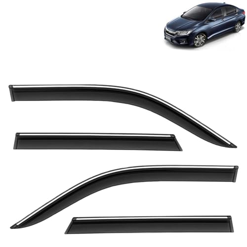 KINGSWAY Accessories Chrome Lining Door Visor Only Compatible with Maruti Suzuki Swift (Year 2024 Onwards) All Model, Premium Chromeline Unbreakable Car Rain Guard Side Rear Wind Deflectors, Pack of 4|B0D8TBQ1PM