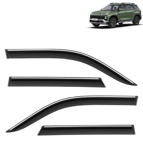 KINGSWAY Accessories Chrome Lining Door Visor Only Compatible with Maruti Suzuki Swift (Year 2024 Onwards) All Model, Premium Chromeline Unbreakable Car Rain Guard Side Rear Wind Deflectors, Pack of 4|B0D8TBQ1PM