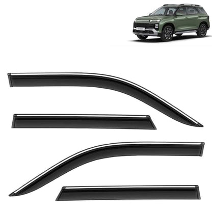 KINGSWAY Accessories Chrome Lining Door Visor Only Compatible with Maruti Suzuki Swift (Year 2024 Onwards) All Model, Premium Chromeline Unbreakable Car Rain Guard Side Rear Wind Deflectors, Pack of 4|B0D8TBQ1PM