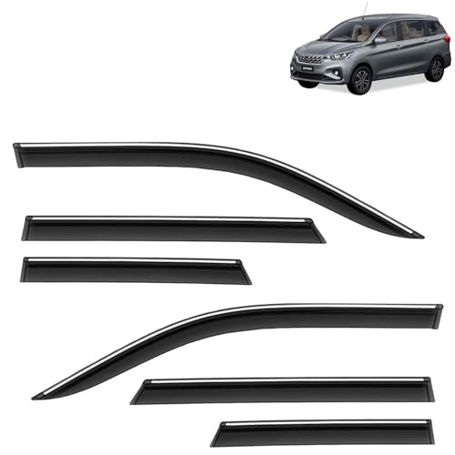 KINGSWAY Accessories Chrome Lining Door Visor Only Compatible with Maruti Suzuki Swift (Year 2024 Onwards) All Model, Premium Chromeline Unbreakable Car Rain Guard Side Rear Wind Deflectors, Pack of 4|B0D8TBQ1PM