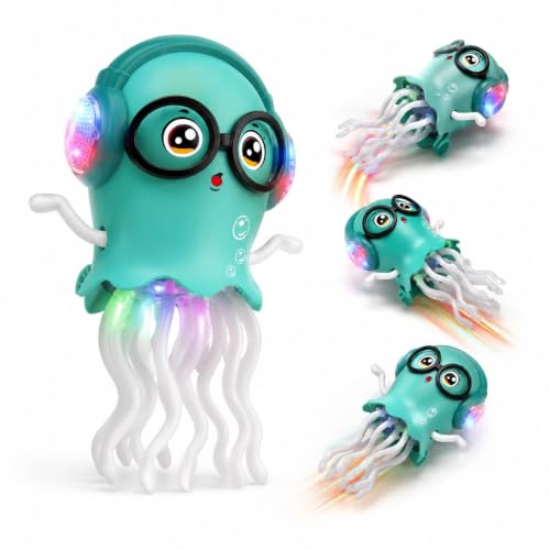 Dancing Jellyfish Toy for Kids, Jelly Fish Toy, Musical Toy with LED Lights, Moving Toys for Babies 6-12 Months, Crawling Toy, Bump & Go 360 Degree Rotating Tentacles, Electronic Toy|B0HCJYMZKM