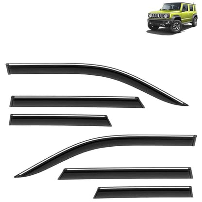KINGSWAY Accessories Chrome Lining Door Visor Only Compatible with Maruti Suzuki Swift (Year 2024 Onwards) All Model, Premium Chromeline Unbreakable Car Rain Guard Side Rear Wind Deflectors, Pack of 4|B0D8TBQ1PM