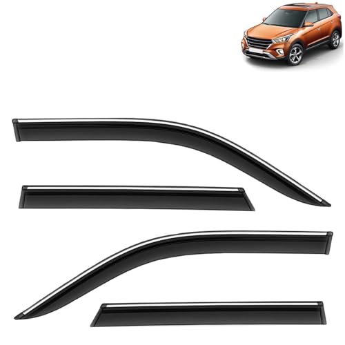 KINGSWAY Accessories Chrome Lining Door Visor Only Compatible with Maruti Suzuki Swift (Year 2024 Onwards) All Model, Premium Chromeline Unbreakable Car Rain Guard Side Rear Wind Deflectors, Pack of 4|B0D8TBQ1PM