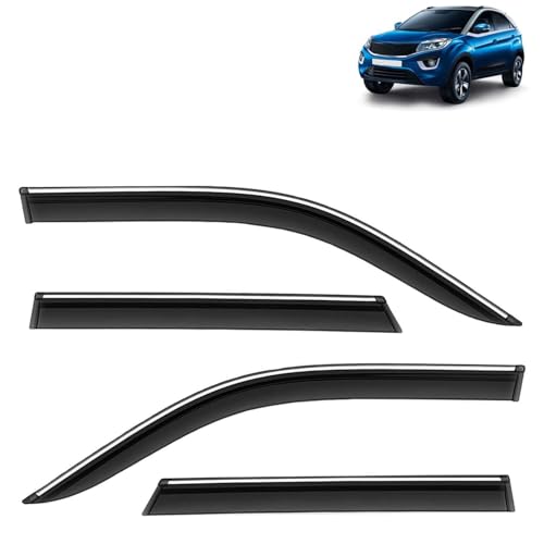 KINGSWAY Accessories Chrome Lining Door Visor Only Compatible with Maruti Suzuki Swift (Year 2024 Onwards) All Model, Premium Chromeline Unbreakable Car Rain Guard Side Rear Wind Deflectors, Pack of 4|B0D8TBQ1PM
