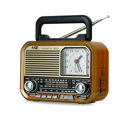 MZ S669 (Retro Radio Speaker) Multi-Functional with High Power, Clock & 5W Power with 1500mAh Battery|B0FNWTBVJ4