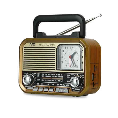 MZ S669 (Retro Radio Speaker) Multi-Functional with High Power, Clock & 5W Power with 1500mAh Battery|B0FNWTBVJ4