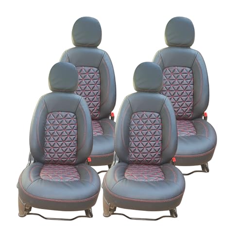AUTOXYGEN Car PU Leather Luxury seat Cover Front & Rear Accessories for Swift Till 2017 (Black With Red Stitch, 1003)|B0G1YTVC5H