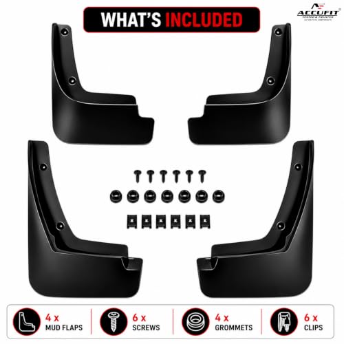 ACCufit Mud Flaps for Mahindra XEV 9e, Car Mudguard | Premium PP (Polypropylene) Car Mud Guards | Front & Rear Splash Guards | Heavy Duty All Weather Protection | Easy Installation | Set of 4|B0HF7ZY1KX