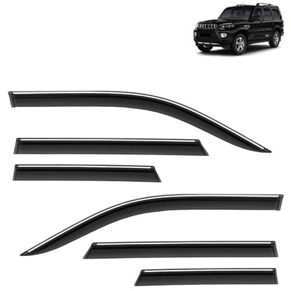KINGSWAY Accessories Chrome Lining Door Visor Only Compatible with Maruti Suzuki Swift (Year 2024 Onwards) All Model, Premium Chromeline Unbreakable Car Rain Guard Side Rear Wind Deflectors, Pack of 4|B0D8TBQ1PM