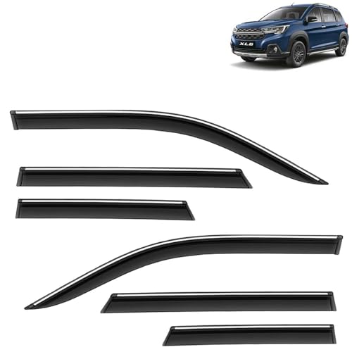 KINGSWAY Accessories Chrome Lining Door Visor Only Compatible with Maruti Suzuki Swift (Year 2024 Onwards) All Model, Premium Chromeline Unbreakable Car Rain Guard Side Rear Wind Deflectors, Pack of 4|B0D8TBQ1PM