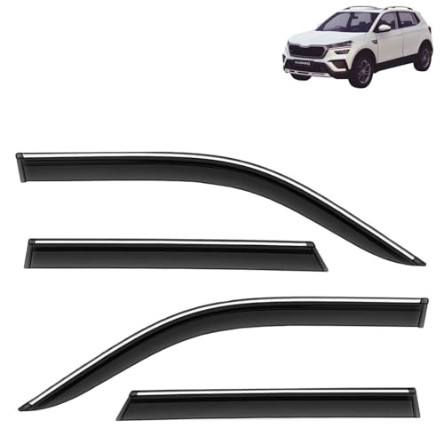 KINGSWAY Accessories Chrome Lining Door Visor Only Compatible with Maruti Suzuki Swift (Year 2024 Onwards) All Model, Premium Chromeline Unbreakable Car Rain Guard Side Rear Wind Deflectors, Pack of 4|B0D8TBQ1PM