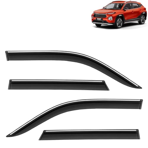 KINGSWAY Accessories Chrome Lining Door Visor Only Compatible with Maruti Suzuki Swift (Year 2024 Onwards) All Model, Premium Chromeline Unbreakable Car Rain Guard Side Rear Wind Deflectors, Pack of 4|B0D8TBQ1PM