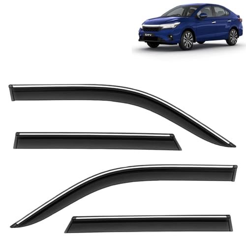 KINGSWAY Accessories Chrome Lining Door Visor Only Compatible with Maruti Suzuki Swift (Year 2024 Onwards) All Model, Premium Chromeline Unbreakable Car Rain Guard Side Rear Wind Deflectors, Pack of 4|B0D8TBQ1PM