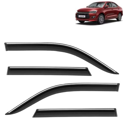 KINGSWAY Accessories Chrome Lining Door Visor Only Compatible with Maruti Suzuki Swift (Year 2024 Onwards) All Model, Premium Chromeline Unbreakable Car Rain Guard Side Rear Wind Deflectors, Pack of 4|B0D8TBQ1PM