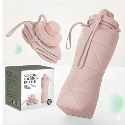 SILENCIO Silicone Water Bottle 600 ml | Foldable Leak Proof Travel Bottle | BPA Free Reusable Drinking Bottle for Gym, Trekking, Camping & Outdoor Use (GREEN)|B0GJLN8HL1