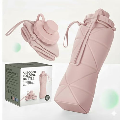 SILENCIO Silicone Water Bottle 600 ml | Foldable Leak Proof Travel Bottle | BPA Free Reusable Drinking Bottle for Gym, Trekking, Camping & Outdoor Use (GREEN)|B0GJLN8HL1