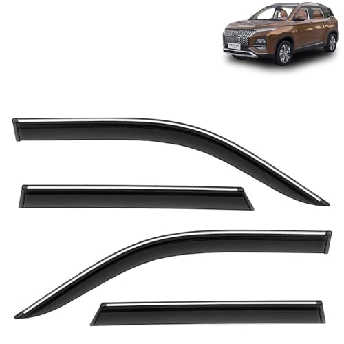 KINGSWAY Accessories Chrome Lining Door Visor Only Compatible with Maruti Suzuki Swift (Year 2024 Onwards) All Model, Premium Chromeline Unbreakable Car Rain Guard Side Rear Wind Deflectors, Pack of 4|B0D8TBQ1PM