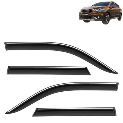 KINGSWAY Accessories Chrome Lining Door Visor Only Compatible with Maruti Suzuki Swift (Year 2024 Onwards) All Model, Premium Chromeline Unbreakable Car Rain Guard Side Rear Wind Deflectors, Pack of 4|B0D8TBQ1PM