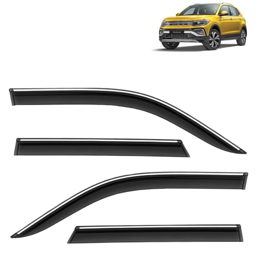 KINGSWAY Accessories Chrome Lining Door Visor Only Compatible with Maruti Suzuki Swift (Year 2024 Onwards) All Model, Premium Chromeline Unbreakable Car Rain Guard Side Rear Wind Deflectors, Pack of 4|B0D8TBQ1PM