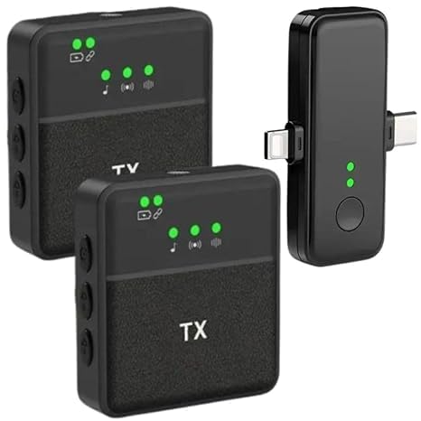 SX31 3-in-1 Wireless Microphone | Dual Channel Noise Reduction Lapel Mic for Video Recording, YouTube, Vlogging | Compatible with PC Laptop Type-C & iPhone|B0GH83NKHF