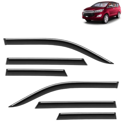 KINGSWAY Accessories Chrome Lining Door Visor Only Compatible with Maruti Suzuki Swift (Year 2024 Onwards) All Model, Premium Chromeline Unbreakable Car Rain Guard Side Rear Wind Deflectors, Pack of 4|B0D8TBQ1PM