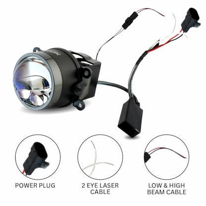 Audio Wheels 3 Inch Universal LED Projector Projector Fog Lamp - 120W Dual-Beam | White -6000K | 15,000LM | Blue Film Lens | 12V/24V Car Driving Light for Vehicle Modification | 1-Year Warranty|B0FRSS6HB4
