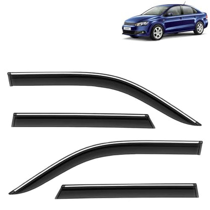 KINGSWAY Accessories Chrome Lining Door Visor Only Compatible with Maruti Suzuki Swift (Year 2024 Onwards) All Model, Premium Chromeline Unbreakable Car Rain Guard Side Rear Wind Deflectors, Pack of 4|B0D8TBQ1PM