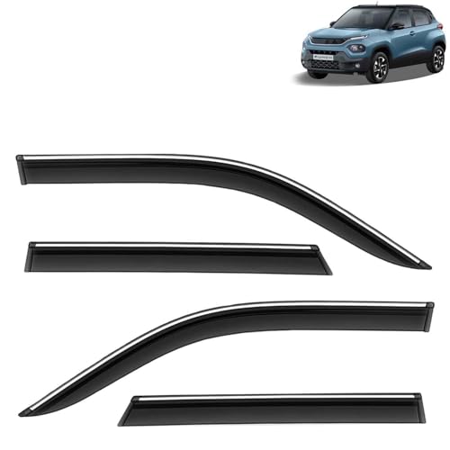 KINGSWAY Accessories Chrome Lining Door Visor Only Compatible with Maruti Suzuki Swift (Year 2024 Onwards) All Model, Premium Chromeline Unbreakable Car Rain Guard Side Rear Wind Deflectors, Pack of 4|B0D8TBQ1PM