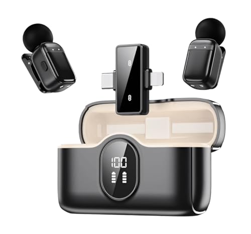 VRJTEC K205 Dual Wireless Lavalier Microphone with 360° Noise Reduction | Crystal-Clear Audio for YouTube, Vlogs, Video Recording & Meetings | Compatible with Mobile, Laptop, DSLR, GoPro & More|B0FNRK94DS