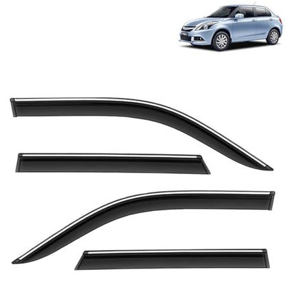 KINGSWAY Accessories Chrome Lining Door Visor Only Compatible with Maruti Suzuki Swift (Year 2024 Onwards) All Model, Premium Chromeline Unbreakable Car Rain Guard Side Rear Wind Deflectors, Pack of 4|B0D8TBQ1PM