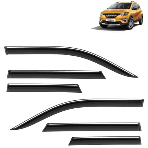 KINGSWAY Accessories Chrome Lining Door Visor Only Compatible with Maruti Suzuki Swift (Year 2024 Onwards) All Model, Premium Chromeline Unbreakable Car Rain Guard Side Rear Wind Deflectors, Pack of 4|B0D8TBQ1PM